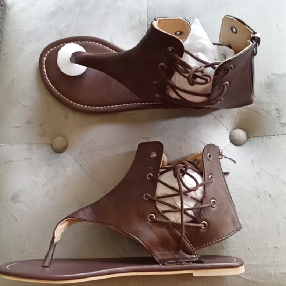 Brown Leather Gladiator Sandals